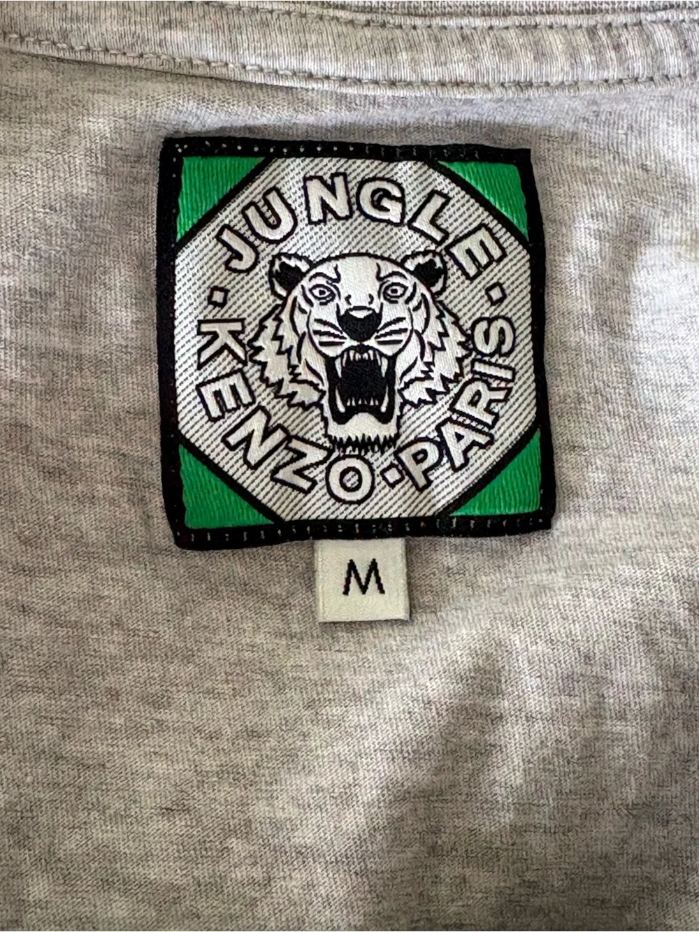 KENZO sz M TIGER Light Gray Tee Short Sleeve Tshirt Jungle